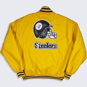 Pittsburgh Steelers Vintage 90s DeLong Yellow Varsity Bomber Jacket